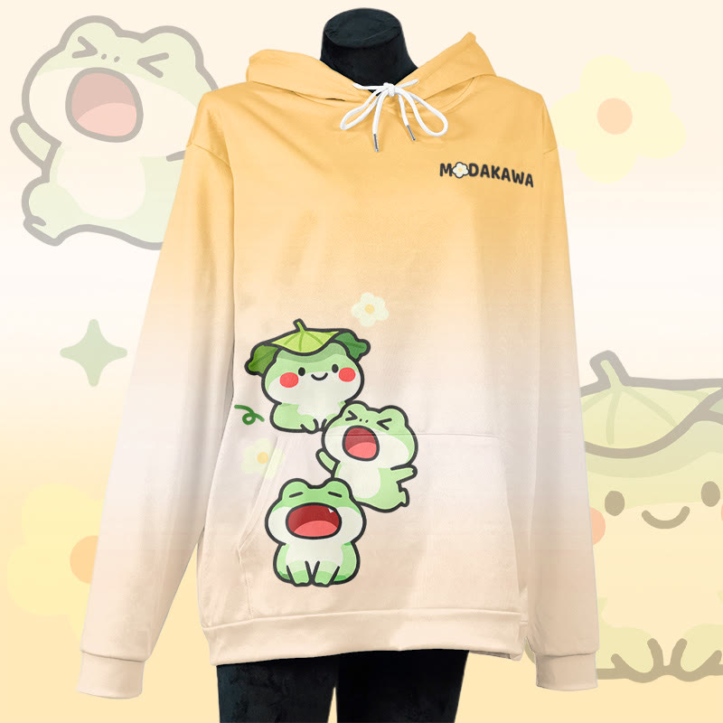 MODAKAWA Pullover-Hoodie mit Allover-Print und Goofy-Frosch-Motiv - Orange - 8XL - image 3