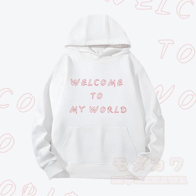 MODAKAWA WILLKOMMEN IN MEINER WELT Grafik-Hoodie (schwer) - Weiß - 2XL - image 3