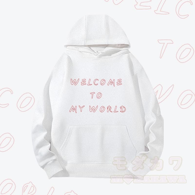 MODAKAWA WILLKOMMEN IN MEINER WELT Grafik-Hoodie (schwer) - Weiß - 2XL - image 3