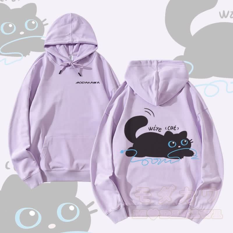 MODAKAWA Streetwear-Pullover-Hoodie mit Katzenmotiv und Drahtgrafik - Lila - 5XL - image 3