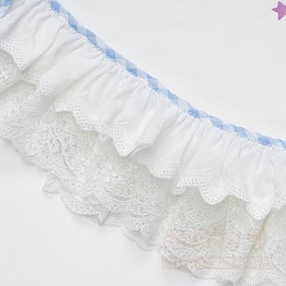 Zweiteiliges Set: Sternenmuster-Top mit schulterfreiem Spitzeneinsatz, gepunktete Hose mit weitem Bein und passendem Spitzentop mit Polka-Dot-Print, schulterfreiem Top und gepunkteter Hose mit weitem Bein - image 7