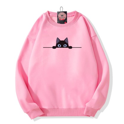 Modakawa Sweatshirt mit Katzenmotiv und Rundhalsausschnitt - Pink - 3XL - image 4