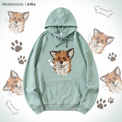 MODAKAWA X atka Fox Smoking Graphic Hoodie - Green - 5XL - image 3