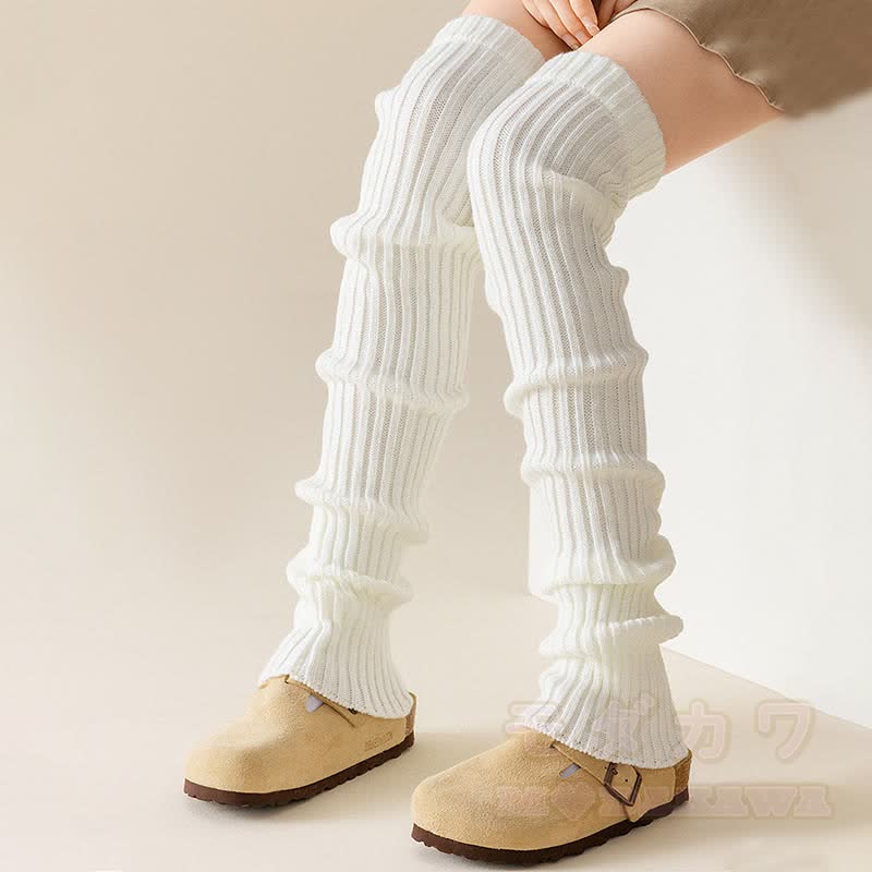 Gerippte Strick-Beinwärmer - Weiß - Einheitsgröße - image 4