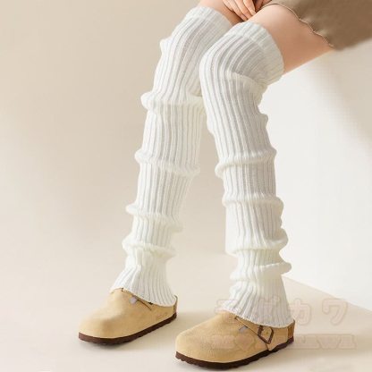Gerippte Strick-Beinwärmer - Weiß - Einheitsgröße - image 4
