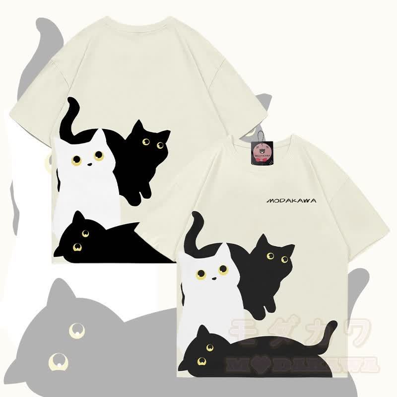 MODAKAWA T-Shirt mit Allover-Print und neugieriger Katze - Beige - 5XL - image 5