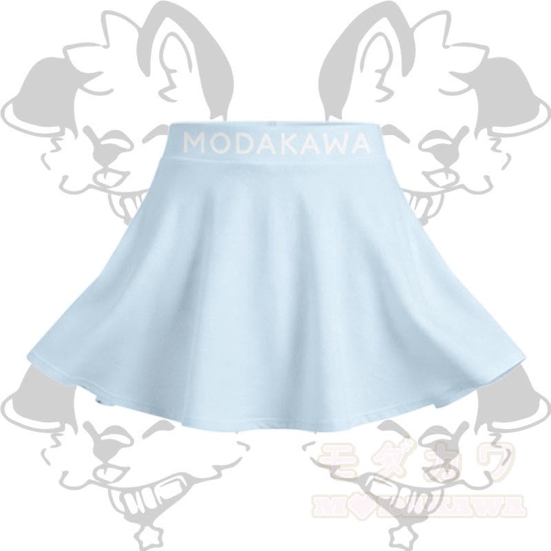 MODAKAWA X popipeko Puppy Graphic Modakawa Crop Tank Sport Top Skirt Matching Outfit - Blauer Rock - 2XL - image 7