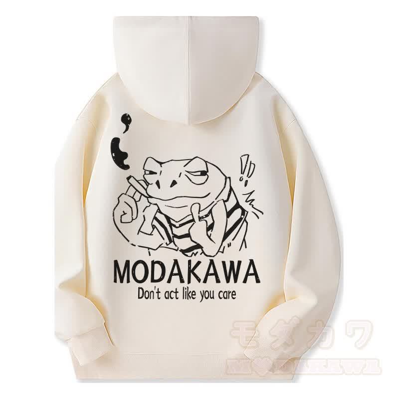 MODAKAWA MEH Kapuzenpullover mit Reißverschluss und Grumpy Smoking Frog-Grafik, Fleecefutter - Beige - 5XL - image 4