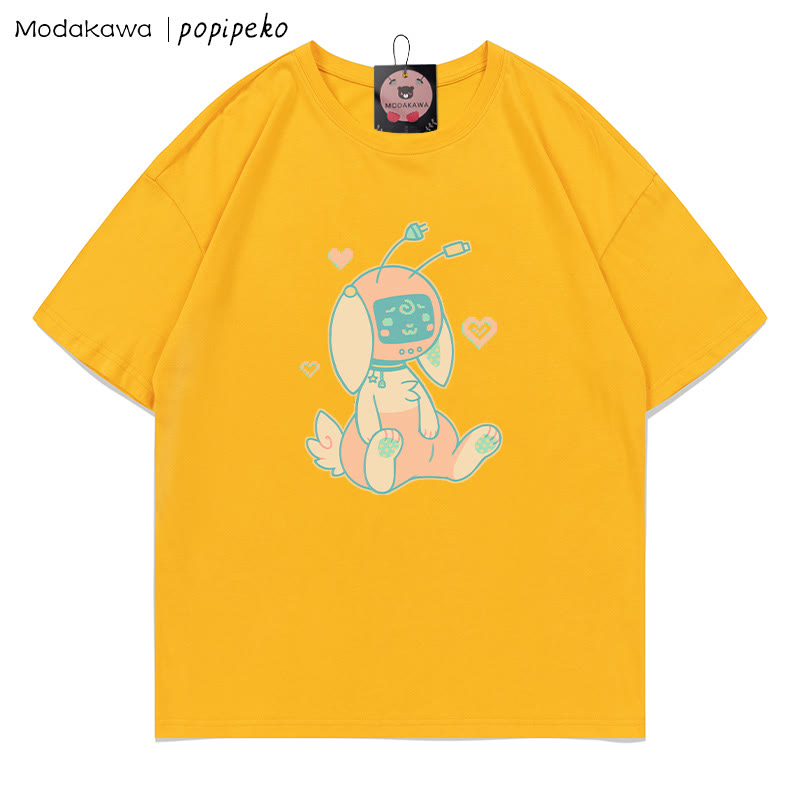 MODAKAWA X popipeko Robot Bunny Print T-Shirt - Yellow - 5XL - image 6