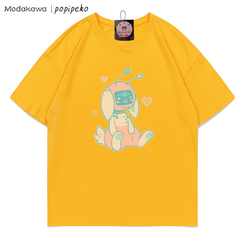 MODAKAWA X popipeko Robot Bunny Print T-Shirt - Yellow - 5XL - image 6