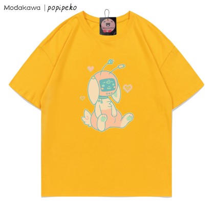 MODAKAWA X popipeko Robot Bunny Print T-Shirt - Yellow - 5XL - image 6