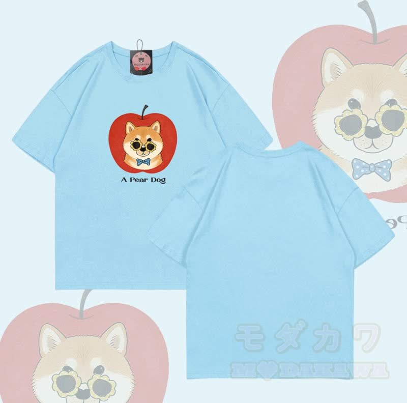 Ein PEAR DOG Grafik Modakawa 100% Baumwoll-T-Shirt - Himmelblau - 5XL - image 7