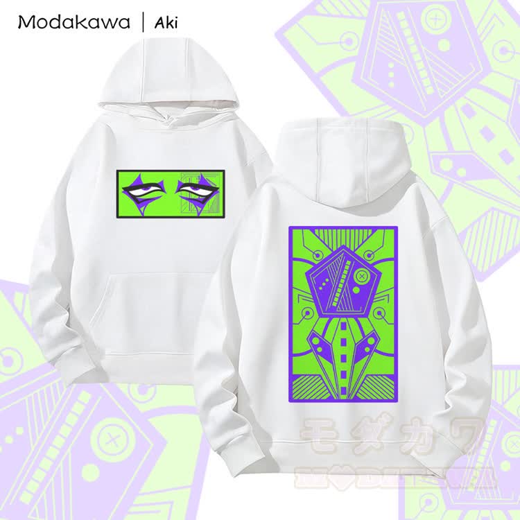 MODAKAWA X Aki Cyberpunk Neon Eye Graphic Heavyweight Hoodie - Weiß - 2XL - image 3
