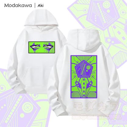 MODAKAWA X Aki Cyberpunk Neon Eye Graphic Heavyweight Hoodie - Weiß - 2XL - image 3
