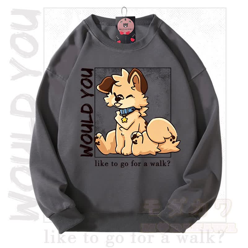 MODAKAWA X Popipeko WOULD YOU Hunde-Grafik Unisex-Sweatshirt - Dunkelgrau - 3XL - image 10