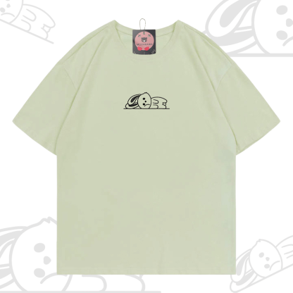 Modakawa-Baumwoll-T-Shirt mit besticktem liegenden Kaninchen - Light Green - 5XL - image 7