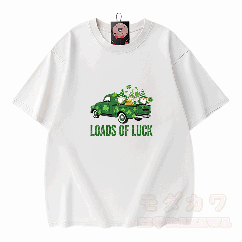 VIEL GLÜCK St. Pakrit's Day Glücksgrafik Modakawa Vintage gewaschenes T-Shirt aus 100% Baumwolle - Weiß - 5XL - image 3