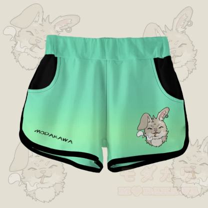 MODAKAWA Shorts mit Farbverlauf und Raucherhasen-Grafik - Grün - 5XL - image 3