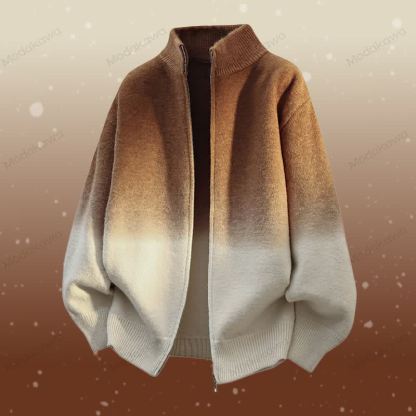 Zweiteiliges Set: Jacke mit Farbverlauf und Reißverschluss, Cordhose - Braune Jacke - 3XL - image 11