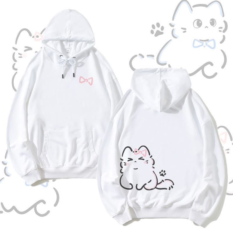 MODAKAWA Niedlicher Katzen-Print Partner-Hoodie - White - 5XL - image 5