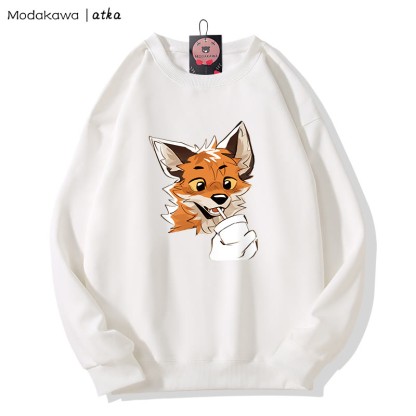 MODAKAWA X atka Fox Print Rundhals-Sweatshirt - White - 5XL - image 3