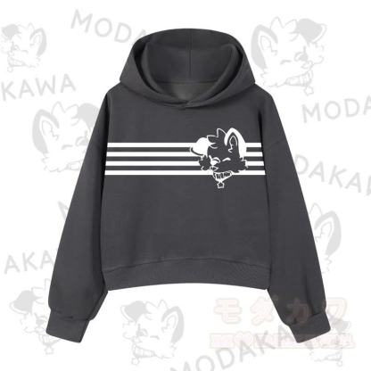Modakawa Baumwoll-Hoodie mit Hunde-Grafikstreifen - Dunkelgrau B - 3XL - image 7