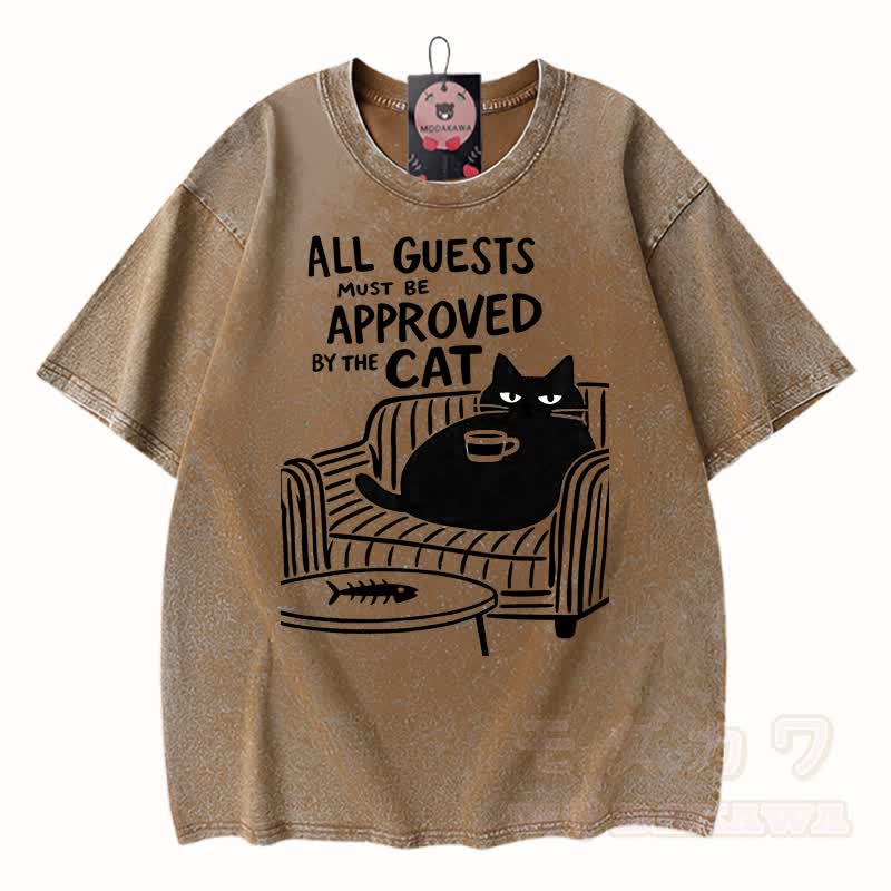 MODAKAWA Kitty Grafik Vintage Washed 100% Baumwoll-T-Shirt - Braun - 3XL - image 8
