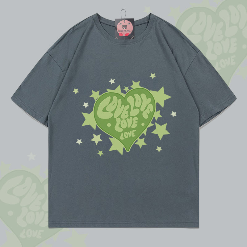 MODAKAWA Star Heart Grafik-T-Shirt - Dark Grey - 5XL - image 3