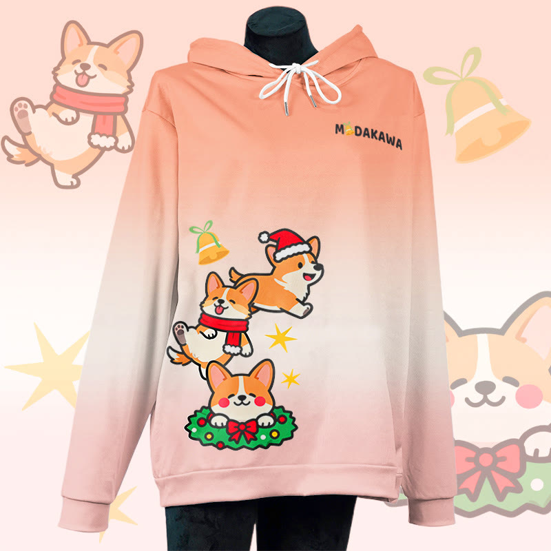 MODAKAWA Pullover-Hoodie mit Weihnachtswelpen-Motiv und Allover-Print - Orange - 6XL - image 4