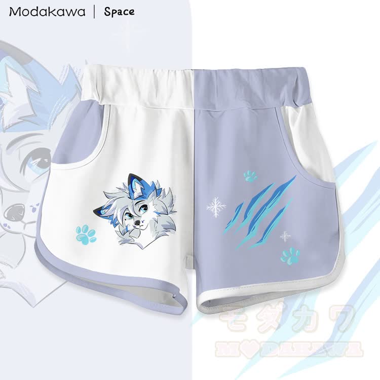 MODAKAWA X Space Barker Graphic Shorts - Light Purple - 5XL - image 4
