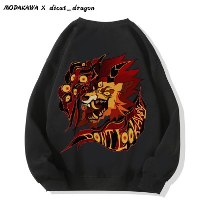 NICHT WEGSCHAUEN! Mehräugiger, brüllender Löwe – Grafik im dunklen Stil – Unisex-Streetwear-Sweatshirt - Black - 5XL - image 5