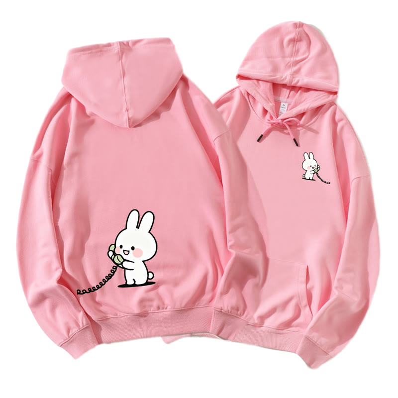 Bär und Hase telefonieren – Partner-Hoodie mit Grafik – Partnerlook - Pink B - 5XL - image 5
