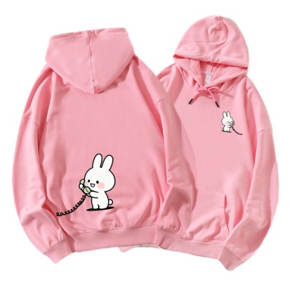 Bär und Hase telefonieren – Partner-Hoodie mit Grafik – Partnerlook - Pink B - 5XL - image 5