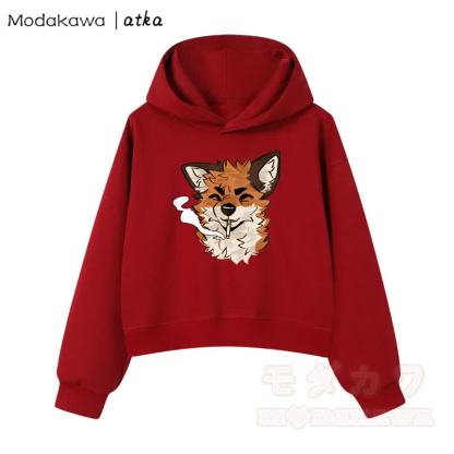 MODAKAWA X atka Cool Fox Graphic Cropped Cotton Hoodie - Rot - 3XL - image 11