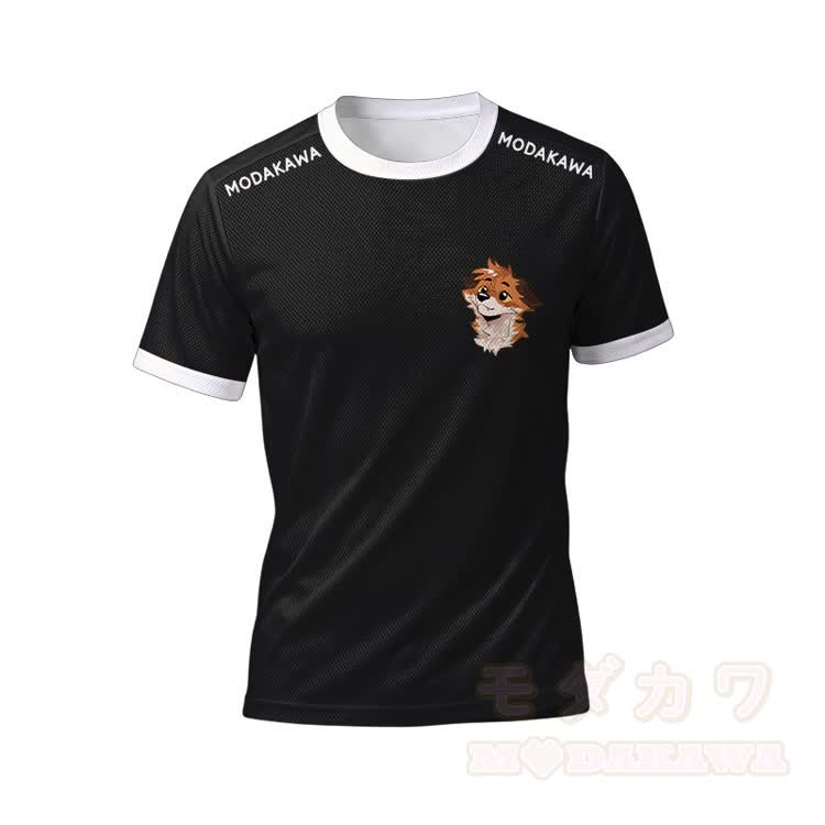 MODAKAWA X atka Fox Graphic Herren-Sport-T-Shirt mit Kordelzug und passender Shorts - Schwarzes Oberteil - 5XL - image 3