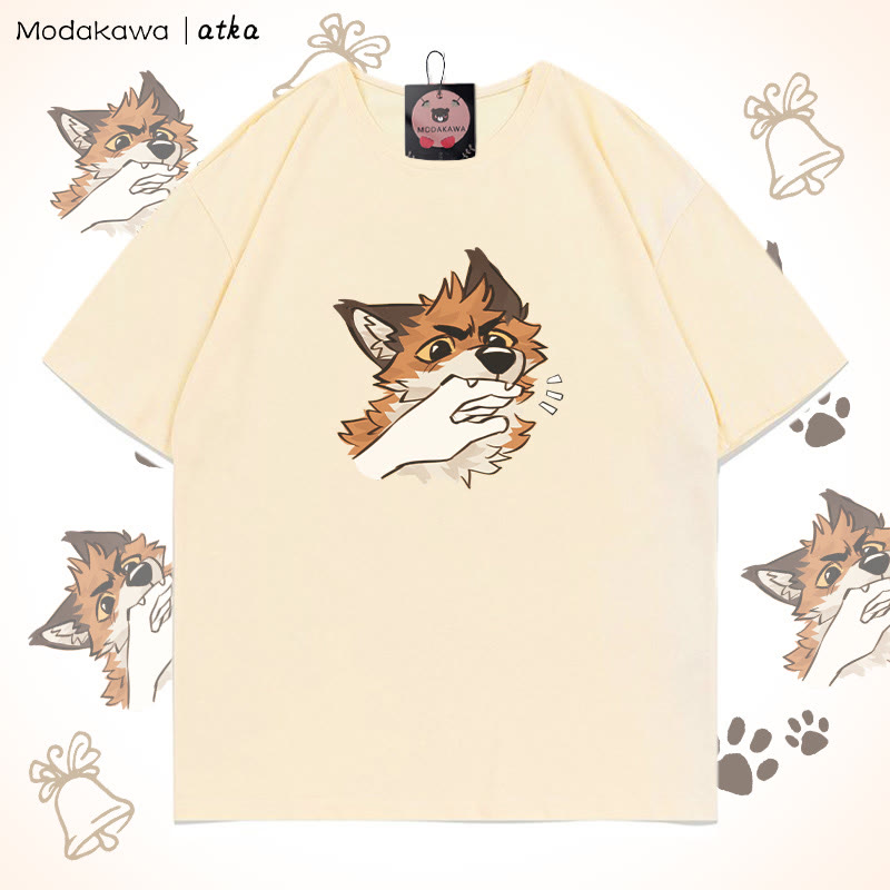 MODAKAWA X atka Playful Fox Grafik-T-Shirt - Apricot - 5XL - image 3