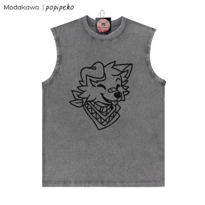 Lächelndes Welpe Bandana Grafik Unisex Vintage gewaschenes ärmelloses T-Shirt - Grau - 2XL - image 3