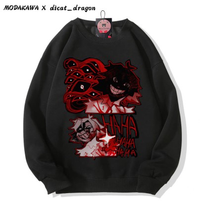 HAHA Grinsendes Charakter-Grafik-Unisex-Streetwear-Sweatshirt im dunklen Stil - Black - 5XL - image 4