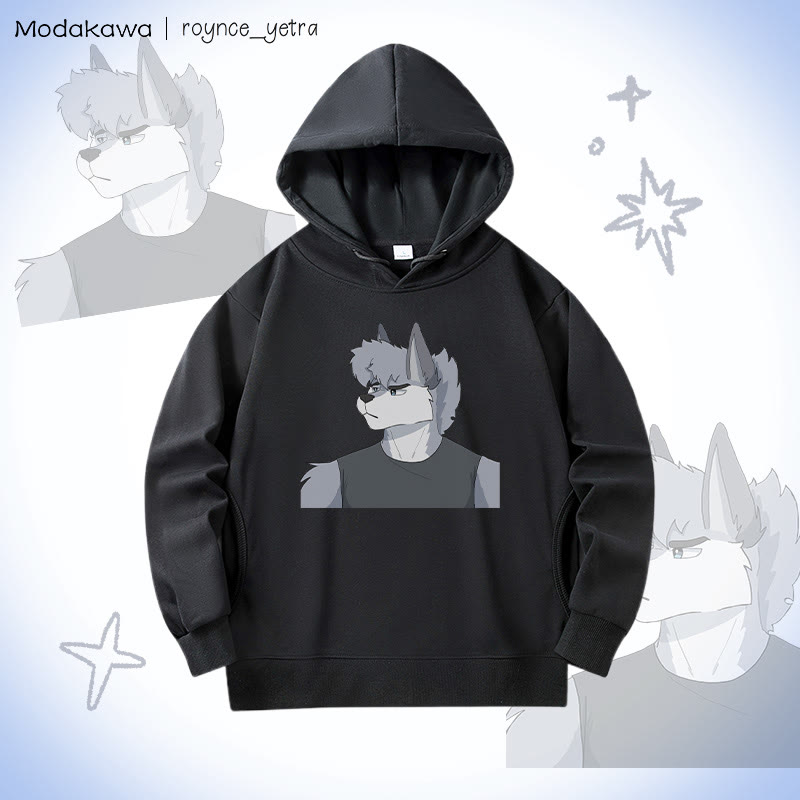 MODAKAWA X roynce_yetra Roy Frowns Grafik-Baumwollhoodie mit Seitentaschen - Black - 4XL - image 3