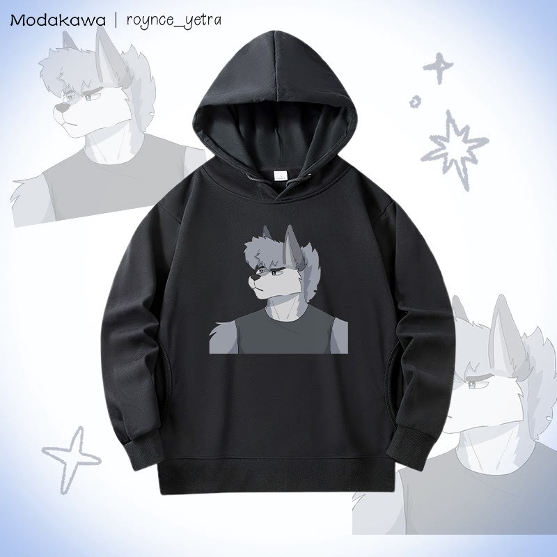 MODAKAWA X roynce_yetra Roy Frowns Grafik-Baumwollhoodie mit Seitentaschen - Black - 4XL - image 3