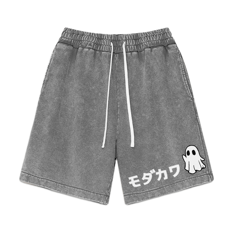 MODAKAWA Vintage Washed Shorts mit Geisterdruck - Grau - 3XL - image 4