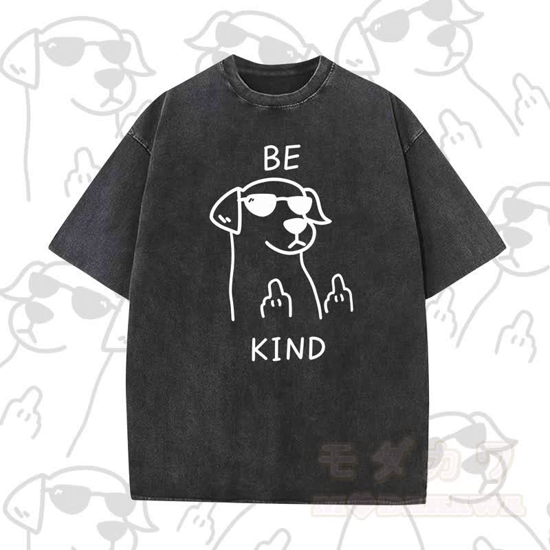 MODAKAWA BE KIND Cooles Kurzarm-T-Shirt mit Hundeprint - Schwarz B - 5XL - image 16