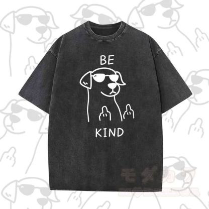 MODAKAWA BE KIND Cooles Kurzarm-T-Shirt mit Hundeprint - Schwarz B - 5XL - image 16
