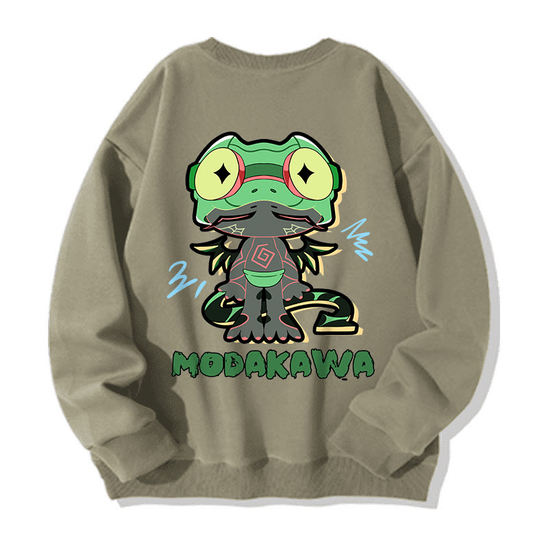 MODAKAWA Lustiges Frosch-Motiv, dunkle Ästhetik, Unisex-Streetwear-Sweatshirt - Light Khaki - 5XL - image 4