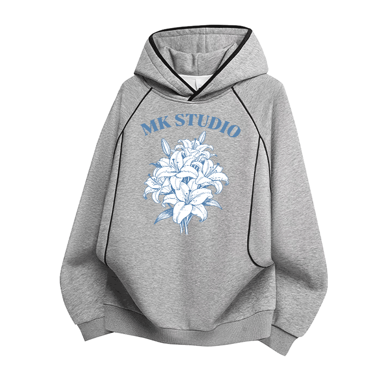 Pretty Lily Graphic Modakawa Raglan Sleeve Oversized Pullover Hoodie - Grey - 3XL - image 3