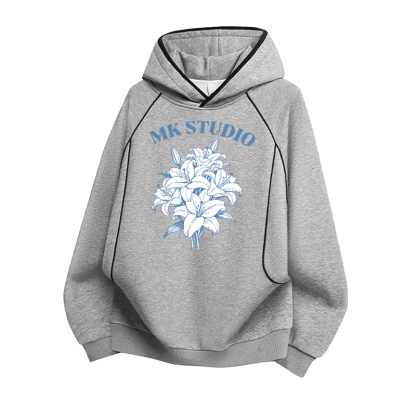 Pretty Lily Graphic Modakawa Raglan Sleeve Oversized Pullover Hoodie - Grey - 3XL - image 3