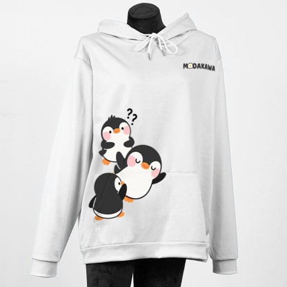 Modakawa-Hoodie mit Pinguin-Buchstabenprint - White - 5XL - image 2