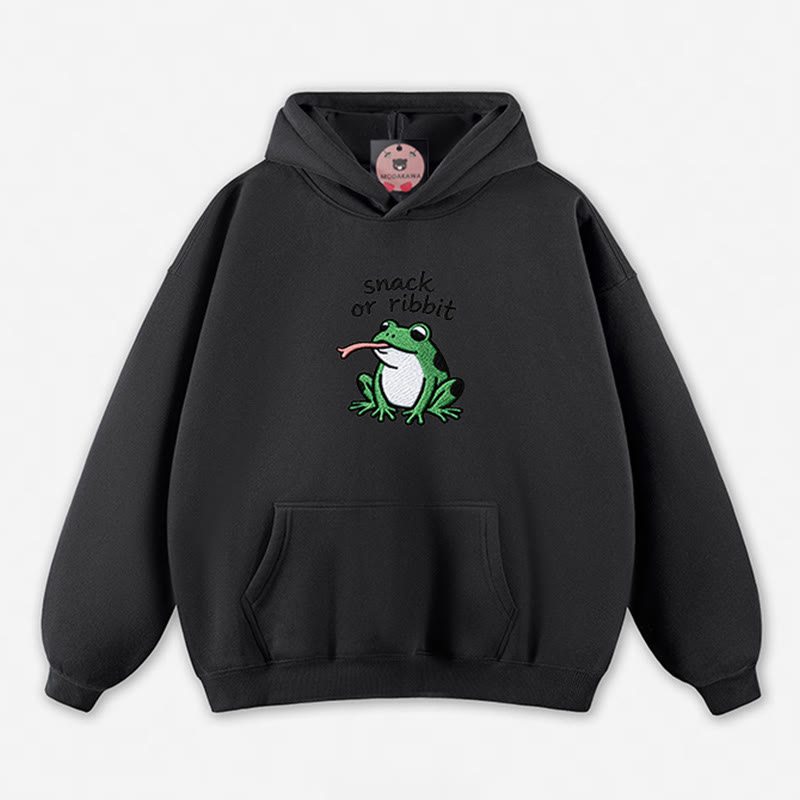 SNACK OR RIBBIT Frosch-Grafik-Hoodie (locker) - Black - 5XL - image 10