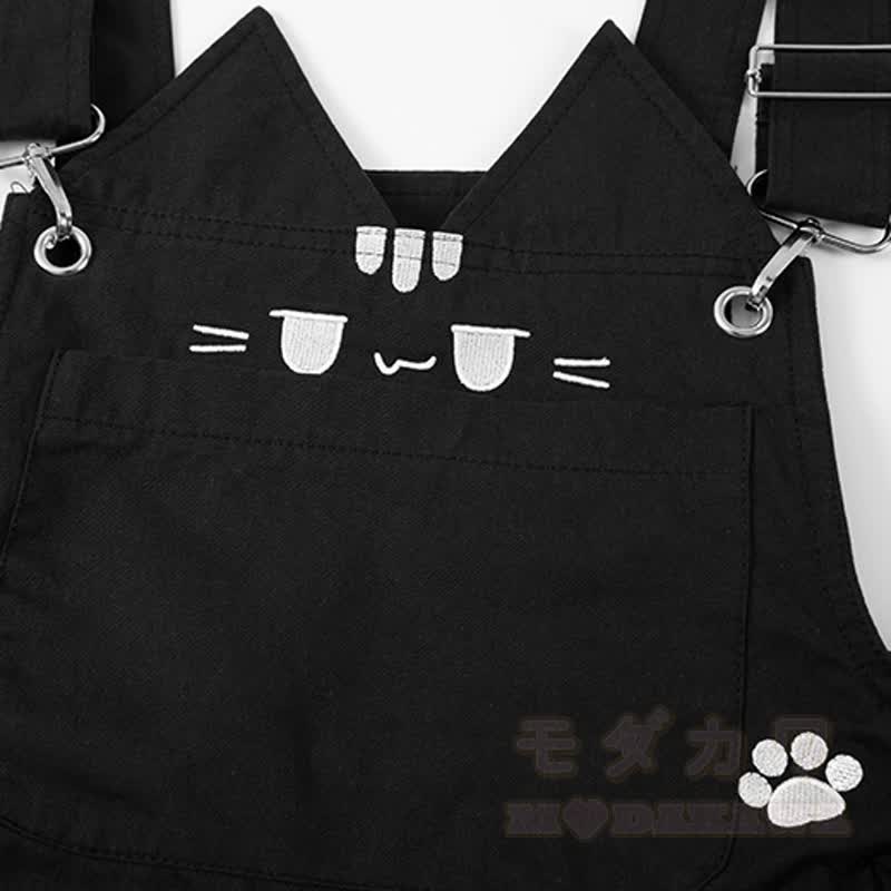 Hochwertige Latzhose mit niedlicher Katzenstickerei und Katzenanhänger - image 9
