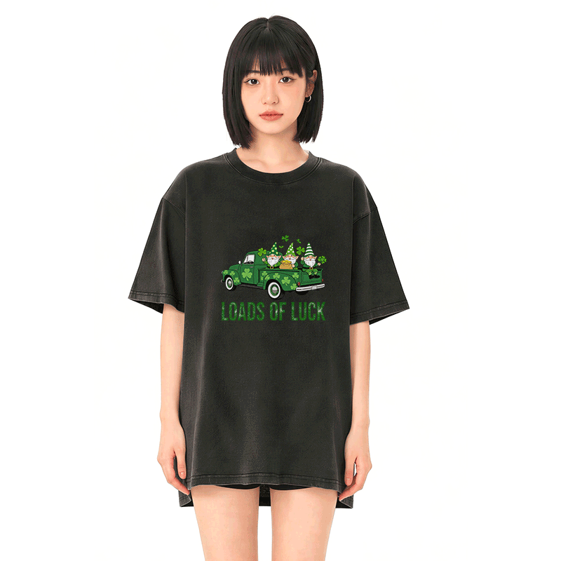 VIEL GLÜCK St. Pakrit's Day Glücksgrafik Modakawa Vintage gewaschenes T-Shirt aus 100% Baumwolle - image 2